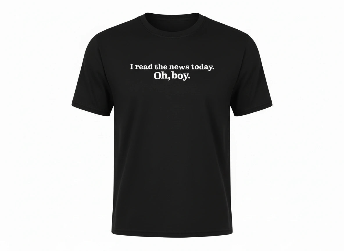 A Day In The Life Beatles Inspired Short Sleeved T-Shirt in Black (I Read the News Today, Oh Boy)
