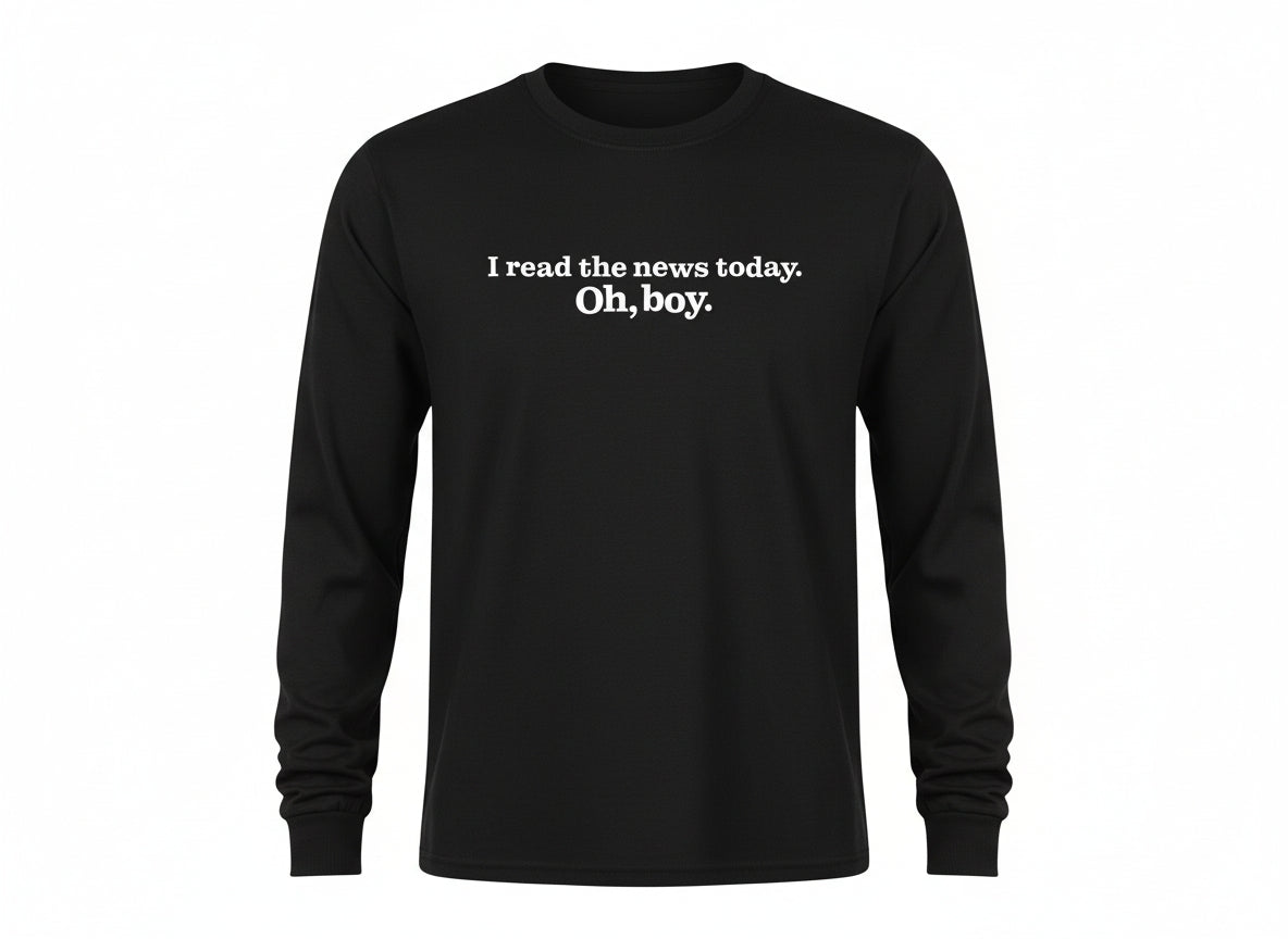 A Day In The Life Beatles Inspired Long Sleeved T-Shirt (I Read the News Today, Oh Boy)