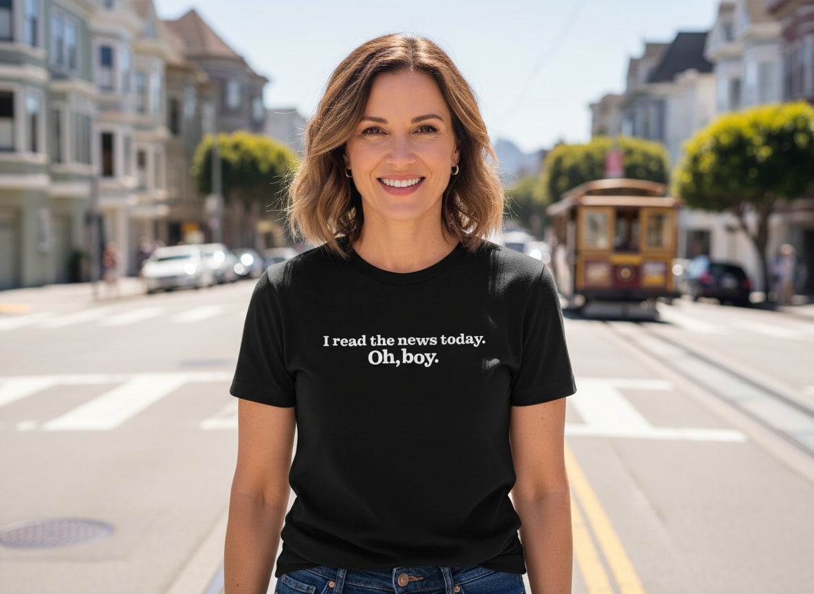 A Day In The Life Beatles Inspired Short Sleeved T-Shirt in Black (I Read the News Today, Oh Boy)